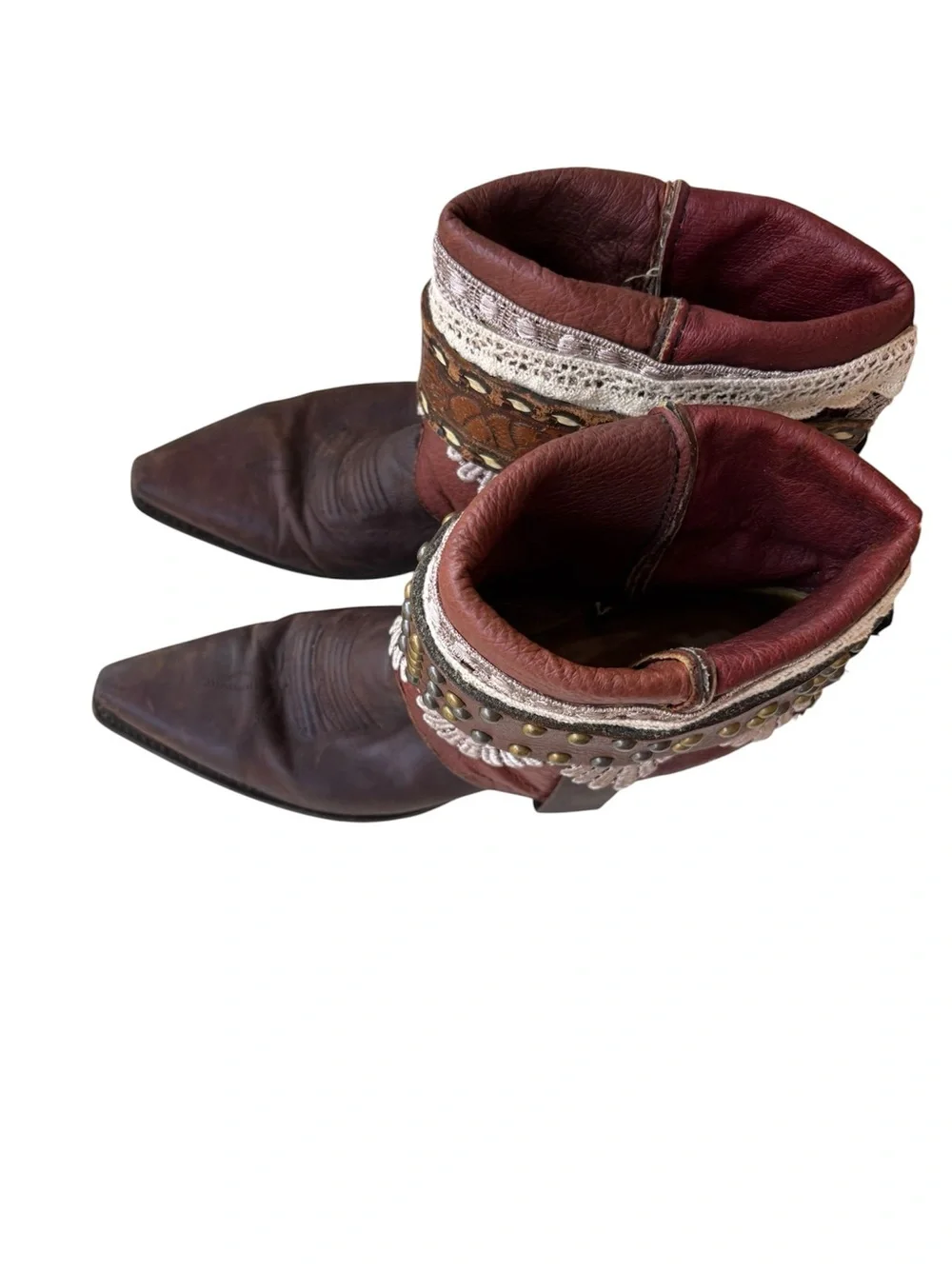 Dan Post Vintage Embellished Western Leather Booties – Size 7.5